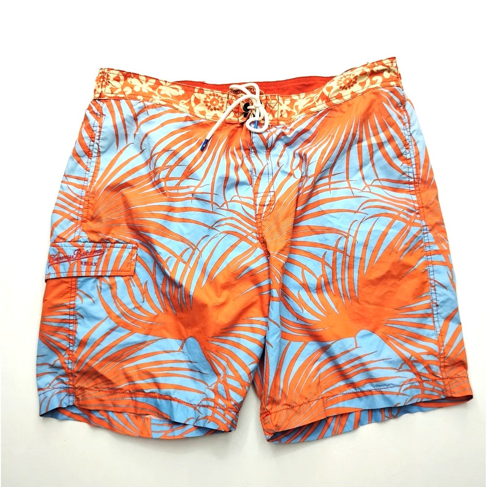 Tommy Bahama Relax XL Orange Floral Swim Shorts Mesh Lined Drawstring 9in